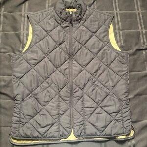 J.Crew Black Men's Vest Authentic Outerwear Quilted Full Zip Pockets Large EUC